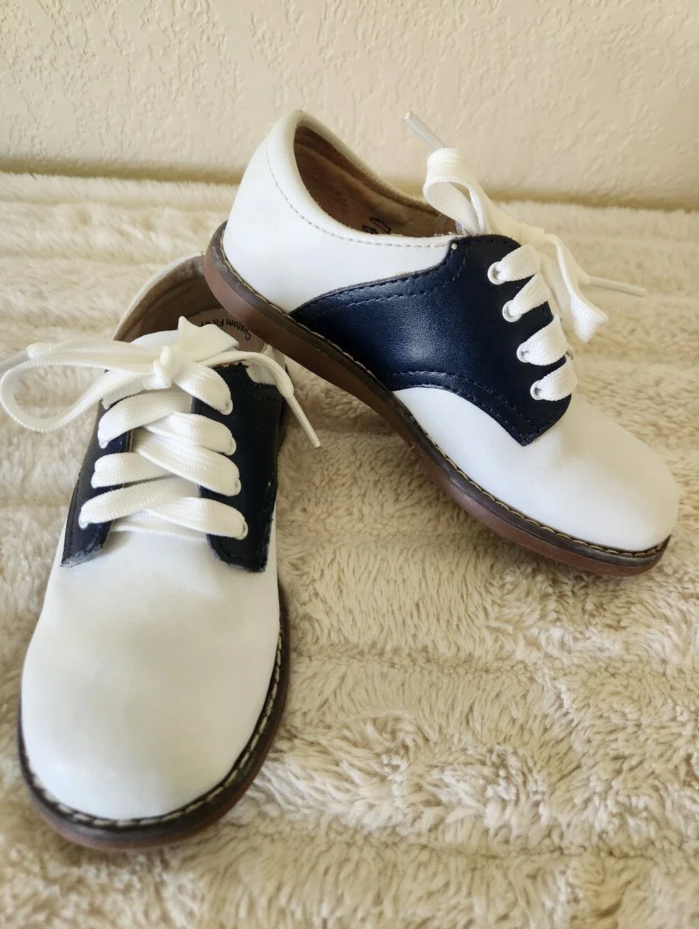 Footmates Childs Classic Saddle Oxford Shoes Matte Blue/Navy Size 10